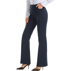 Stelle Women 28″/30″/ 32″ Bootcut Dress Pants Business Casual Work Pants with Pockets Pull On Regular Slacks for Office(30″ Navy)