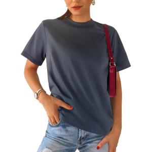 Stelle Women Cotton T-Shirts Oversized Crewneck Short Sleeve Summer Casual Tops Unisex Adult(Charcoal)