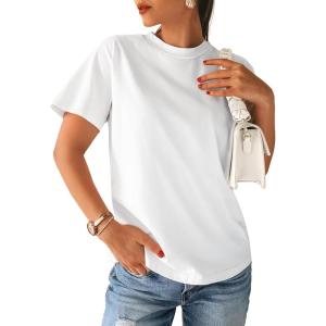 Stelle Women Cotton T-Shirts Oversized Crewneck Short Sleeve Summer Casual Tops Unisex Adult(White)