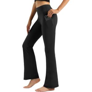 Stelle Women High Waisted Leggings with Pockets 30″ Tummy Control Workout Running Yoga Pants(Black (30” Regular))
