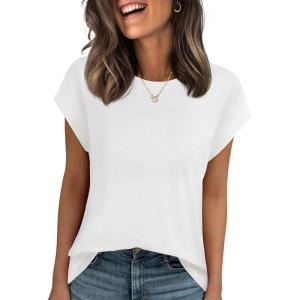Stelle Women Modal Soft Crewneck Cap Short Sleeve T Shirts Summer Tops Trendy Basic Casual Clothes 2025(Off-white)
