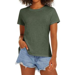 Stelle Women T Shirts Crew Neck Short Sleeve Shirts Modal Soft Summer Classic Fit Tees(Army Green)