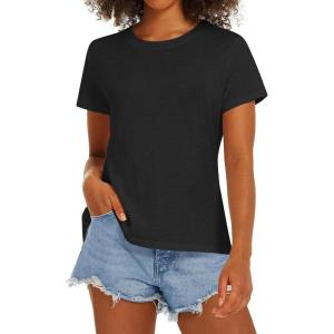 Stelle Women T Shirts Crew Neck Short Sleeve Shirts Modal Soft Summer Classic Fit Tees(Black)