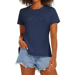 Stelle Women T Shirts Crew Neck Short Sleeve Shirts Modal Soft Summer Classic Fit Tees(Navy)