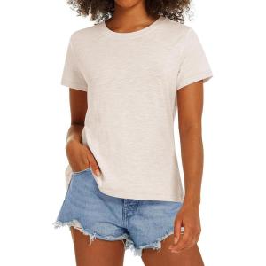 Stelle Women T Shirts Crew Neck Short Sleeve Shirts Modal Soft Summer Classic Fit Tees(Oat Milk)