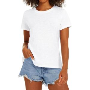 Stelle Women T Shirts Crew Neck Short Sleeve Shirts Modal Soft Summer Classic Fit Tees(White)