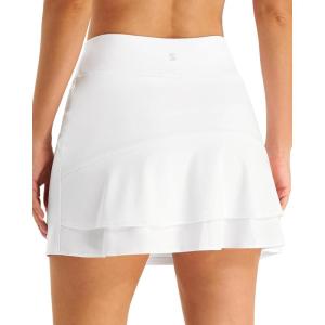 Stelle Women Tennis Skirt Athletic Skort High Waisted Golf Inner Shorts with Pockets Running Sports Pickleball(White)