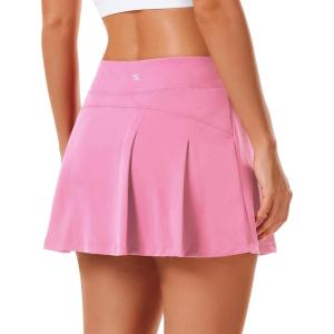 Stelle Women Tennis Skirt Golf Skorts Athletic High Waisted with Pockets Inner Shorts Sport Workout Pleated Pickleball(Cotton Candy)