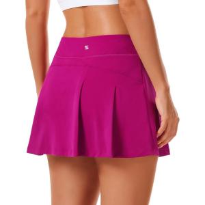 Stelle Women Tennis Skirt Golf Skorts Athletic High Waisted with Pockets Inner Shorts Sport Workout Pleated Pickleball(Fuchsia)
