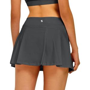 Stelle Women Tennis Skirt Golf Skorts Athletic High Waisted with Pockets Inner Shorts Sport Workout Pleated Pickleball(Grey)