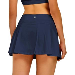 Stelle Women Tennis Skirt Golf Skorts Athletic High Waisted with Pockets Inner Shorts Sport Workout Pleated Pickleball(Navy)