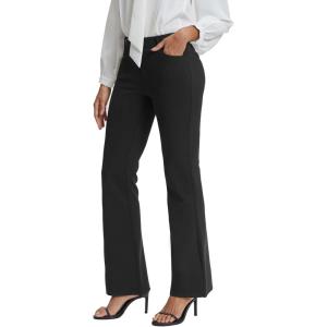 Stelle Women’s 30″ Bootcut Dress Pants Business Casual with Pockets Stretchy High Waisted Office Pull On Slacks for Work(Black)