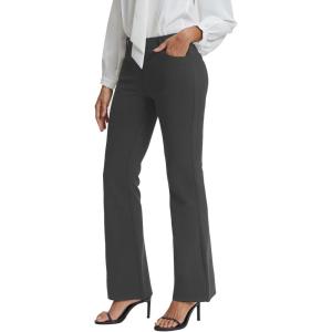 Stelle Women’s 30″ Bootcut Dress Pants Business Casual with Pockets Stretchy High Waisted Office Pull On Slacks for Work(Charcoal)