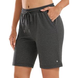 Stelle Women’s 7″/10″ Cotton Bermuda Shorts Knee Length Comfy Lounge Athletic Sweat Shorts with Deep Pockets(7″ Charcoal)