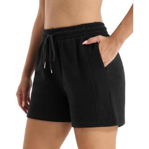 Stelle Women’s Drawstring Sweat Shorts Comfy Elastic Shorts Workout Lounge Shorts with Pockets(Black)