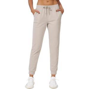 Stelle Womens High Waist Drawstring Jogger Athletic Lounge Sweatpants with Pockets(Oat Milk)