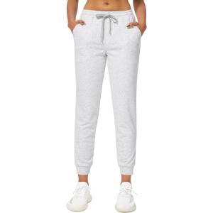 Stelle Womens High Waist Drawstring Jogger Athletic Lounge Sweatpants with Pockets(Ultra Light Grey)