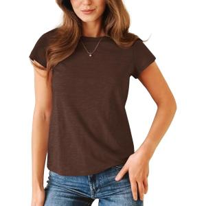 Stelle Womens Modal Soft Crewneck Short Sleeve T Shirts Summer Casual Basic Tops Tees(Cocoa)
