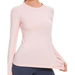 Stelle Womens Seamless Workout Top Yoga Athletic Shirt with Thumb Hole Breathable for Sports Running Slim Fit(Ballet Pink)