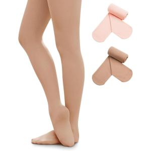 Stelle Women’s Ballet Tights Ultra Soft Pro Footed Tights Adult Dance Leggings(2 Pairs-ballet Pink+tan)