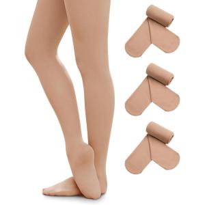 Stelle Women’s Ballet Tights Ultra Soft Pro Footed Tights Adult Dance Leggings(3 Pairs-tan)