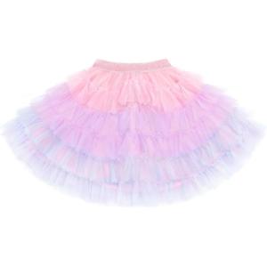 Stelle Girls Tutu Skirt 5 Layers Fluffy Tulle Dance Ballet Skirt Princess Birthday Party Costume(Pink Ombre)