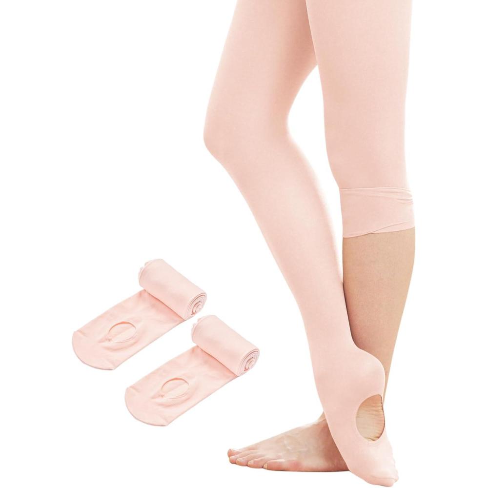 imageStelle Womens Ballet Tights Convertible Dance Leggings Ultra Soft Pro Transition Tight2 Pairsballet Pink