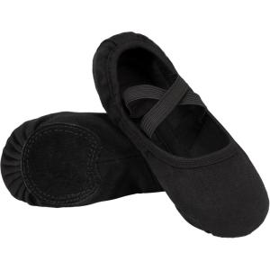 Stelle Ballet Shoes Toddler Slippers Highly Elastic Canvas Girls Ballerina Dance Shoes for Toddler/Little Kid/Big Kid/Women(Black)