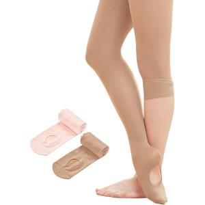Stelle Women’s Ballet Tights Convertible Dance Leggings Ultra Soft Pro Transition Tight(2 Pairs-ballet Pink+tan)