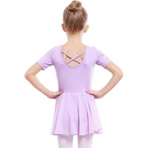 Stelle Ballet Leotards for Girls Activewear Dress with Cross Back Lavender,4T