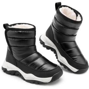 Stelle Toddler Snow Boots Boys Girls Winter Cold Weather Waterproof Non Slip Warm Shoes for Little Kids(Black)