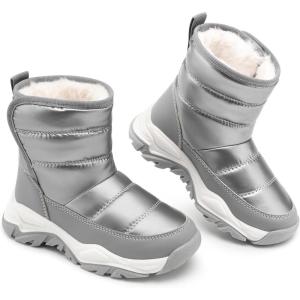 Stelle Toddler Snow Boots Boys Girls Winter Cold Weather Waterproof Non Slip Warm Shoes for Little Kids(Grey)