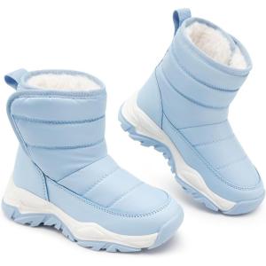 Stelle Toddler Snow Boots Boys Girls Winter Cold Weather Waterproof Non Slip Warm Shoes for Little Kids(Icy Blue)