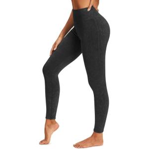 Stelle Workout Ribbed Seamless Leggings for Women High Waist Tummy Control Gym Leggings Athletic Yoga Pants(Black)