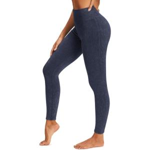 Stelle Workout Ribbed Seamless Leggings for Women High Waist Tummy Control Gym Leggings Athletic Yoga Pants(Navy)