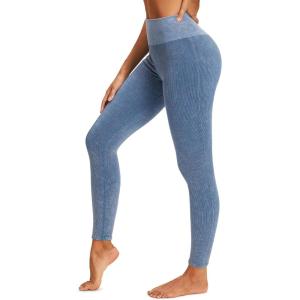 Stelle Workout Ribbed Seamless Leggings for Women High Waist Tummy Control Gym Leggings Athletic Yoga Pants(Pale Blue)