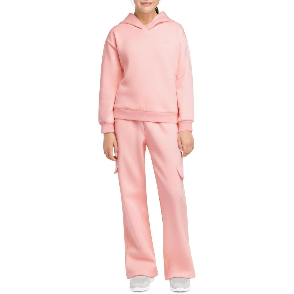 imageStelle Girls 2 Pieces Athletic Sweatsuit Casual Sweatshirts and Pants Long Sleeve Pull Over Outfits SetsPink