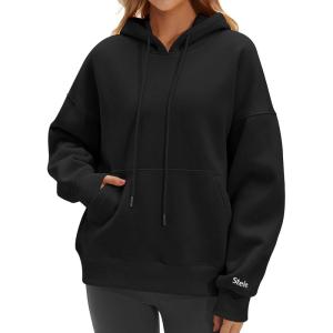 STELLE Womens Oversized Hoodies Fleece Sweatshirts Fall Fashion 2025 Pullover Sweaters Winter Clothes(Black)