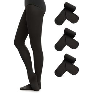 Stelle Women’s Ballet Tights Ultra Soft Pro Footed Tights Adult Dance Leggings(3 Pairs-black)