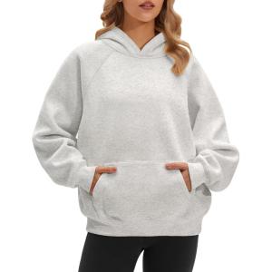 STELLE Women Hoodies Oversized Fleece Long Sleeve Comfy Casual Pullover Sweatshirts 2025 Winter Fall Outfits(Light Heather Grey)