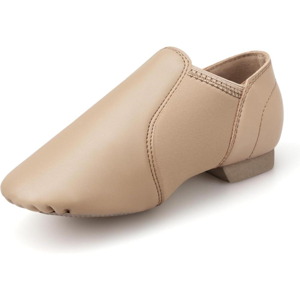 imageStelle Jazz Shoes for Girls and Boys PU Leather SlipOn Jazz Dance ShoesTan
