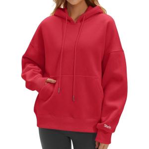 STELLE Womens Oversized Hoodies Fleece Sweatshirts Fall Fashion 2026 Pullover Sweaters Winter Clothes(Red)