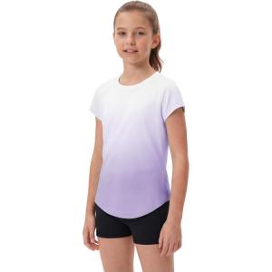 STELLE Athletic Shirts for Girls Short Sleeve Active T Shirts Sports Crewneck Dry Fit Tops Kids Teens Gym Workout Summer Tee(Lavender)