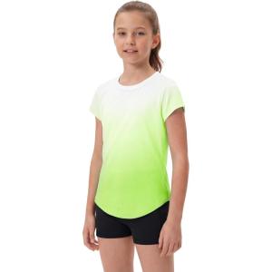 STELLE Athletic Shirts for Girls Short Sleeve Active T Shirts Sports Crewneck Dry Fit Tops Kids Teens Gym Workout Summer Tee(Neon Yellow)